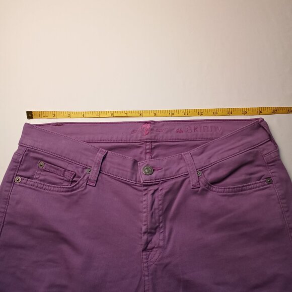 7 For All Mankind Jeans Size 32/14 The Skinny Low Rise Purple Color - Picture 7 of 10